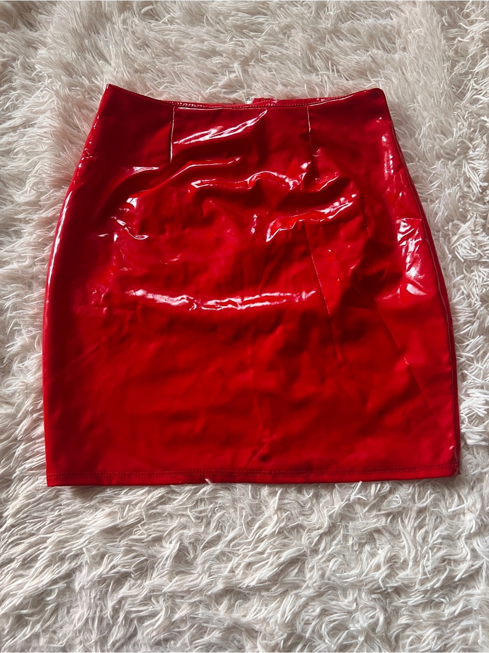 Fashion Nova Red Patent Mini Skirt